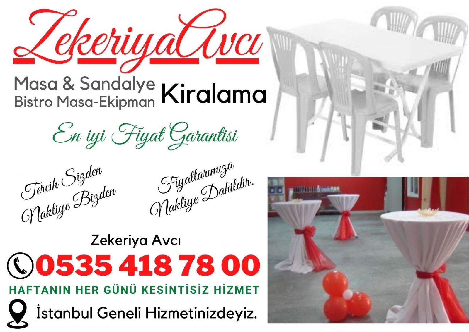 Kartal Masa Sandalye Kiralama